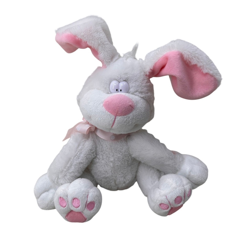 Books Are Fun Singing Plush Bunny Rabbit White Pink Stuffed Animal Toy Nursery